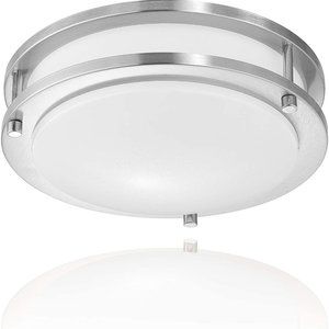 MYTH REALM 10" Double Rings LED Flush Mount Ceiling Light Silver 5000K